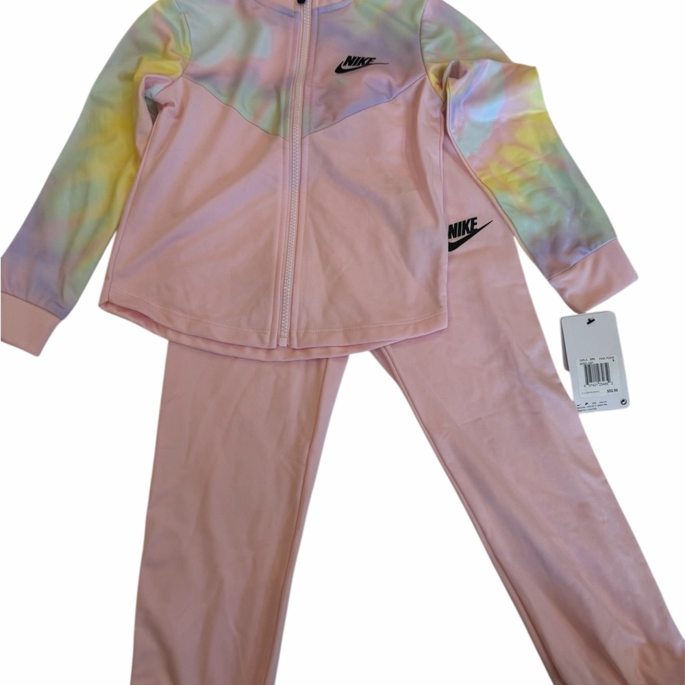 Nike Little Girls Full Zip Tricot Jacket And Pants 2 Piece Set Pink size 6, 6X